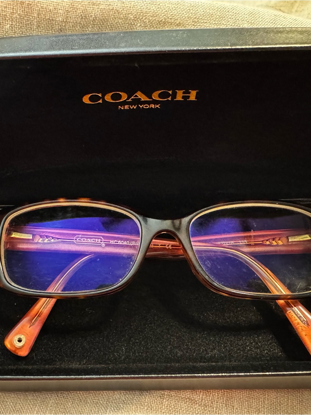 Coach Women’s Tortoiseshell (& pink/rose accents) Rectangular Optical Glasses
